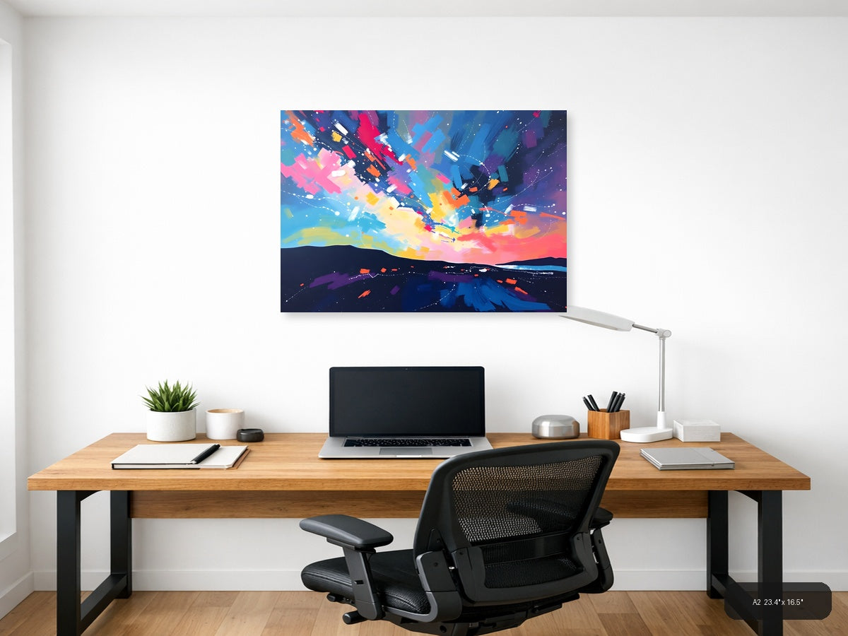 Colorful Abstract Sky Explosion Landscape Wall Art — A2 / Office