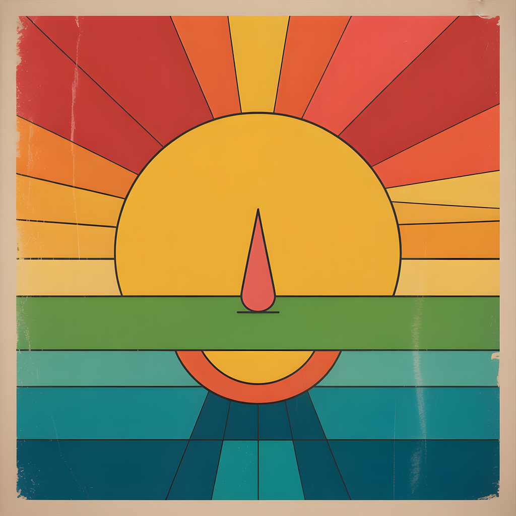 Vintage Sunset Over Water Geometric Wall Art