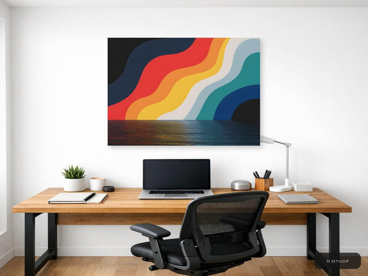 Colorful Wave Rainbow Stripes Photography Wall Art — A1 / Office