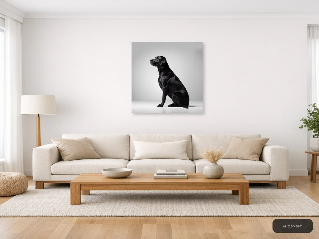 Black Labrador Minimalist Portrait Wall Art — A2 / Living Room
