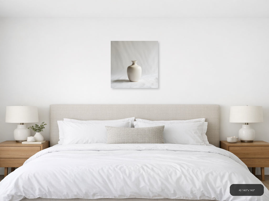 Minimalist White Ceramic Vase Sculpture Wall Art — A3 / Bedroom
