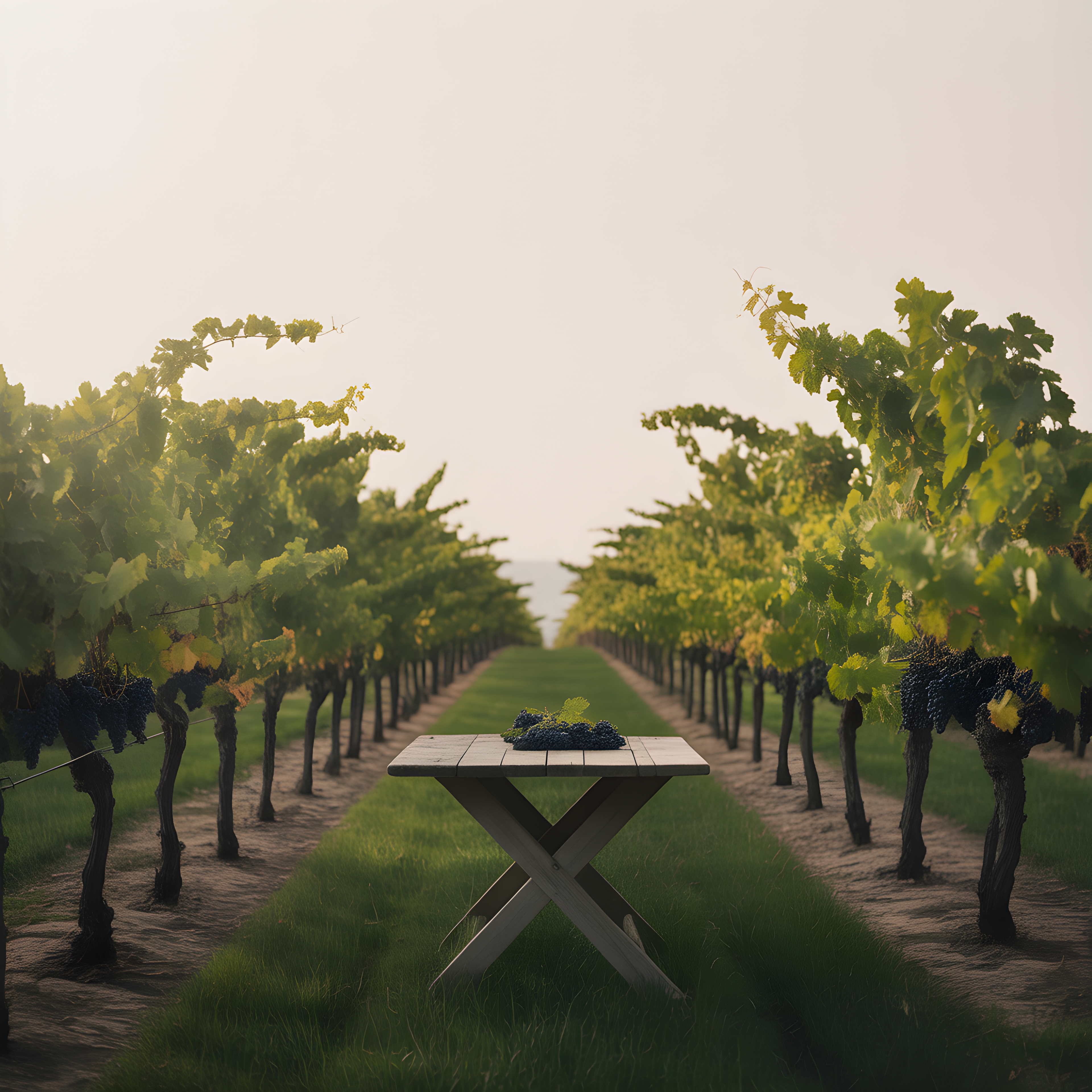 Vineyard Table Minimalist Landscape Wall Art