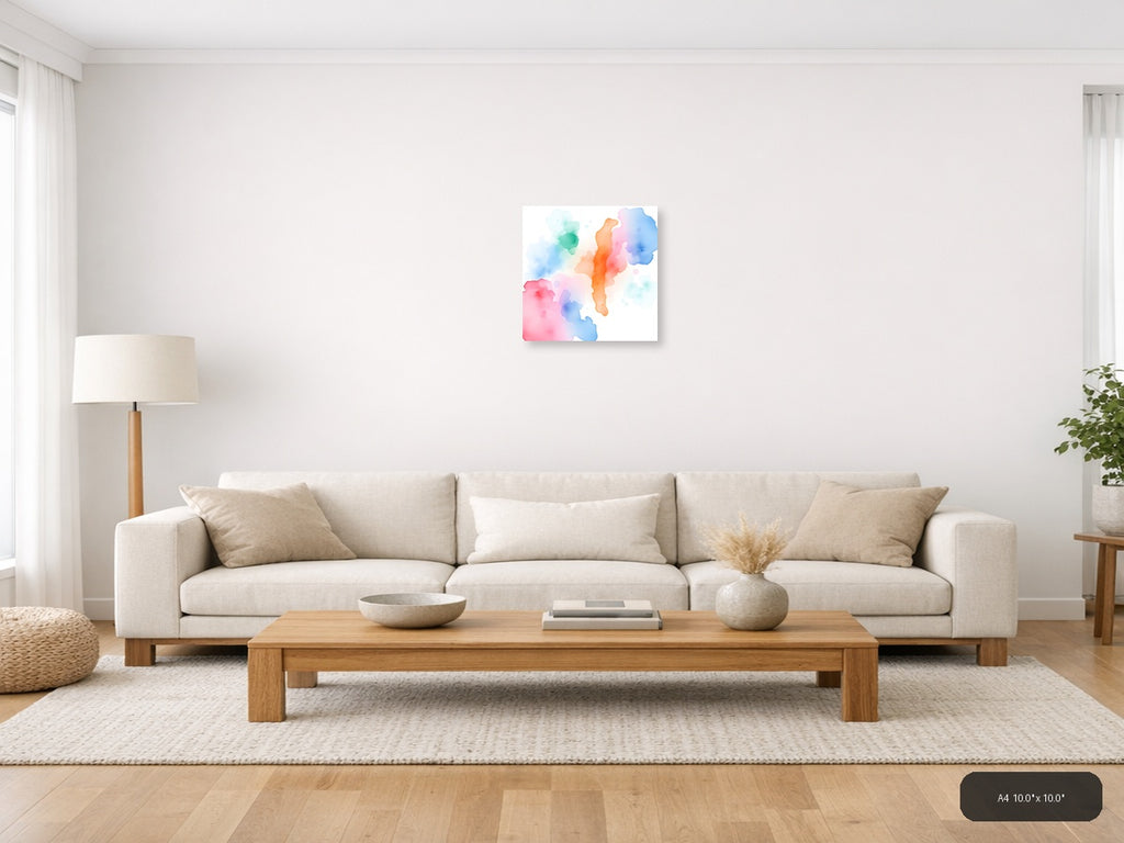 Colorful Watercolor Silhouettes Abstract Wall Art — A4 / Living Room