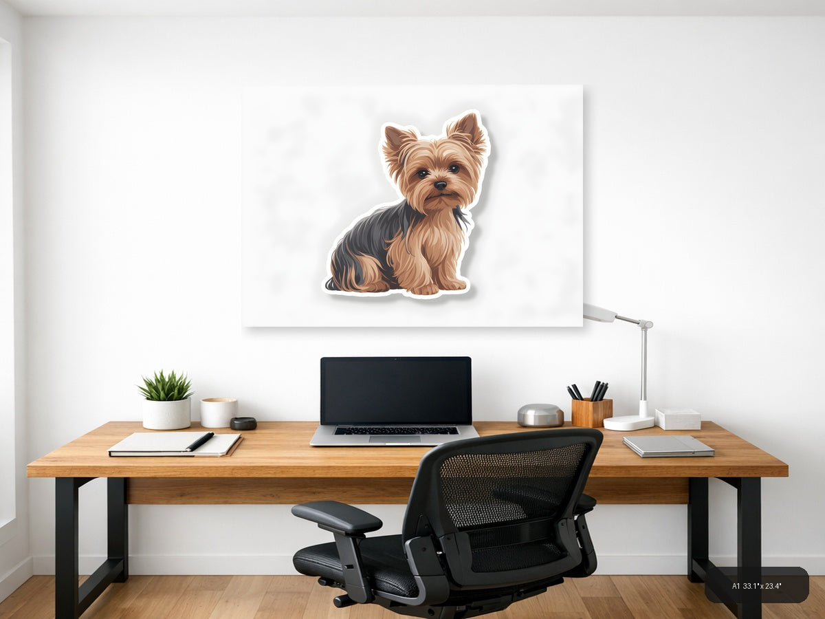 Cute Yorkie Puppy Minimalist Portrait Wall Art — A1 / Office