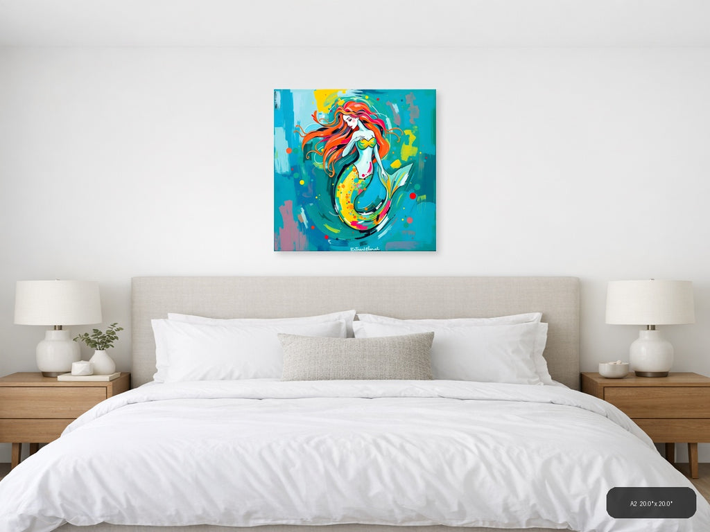 Colorful Mermaid Abstract Pop Art Wall Art — A2 / Bedroom