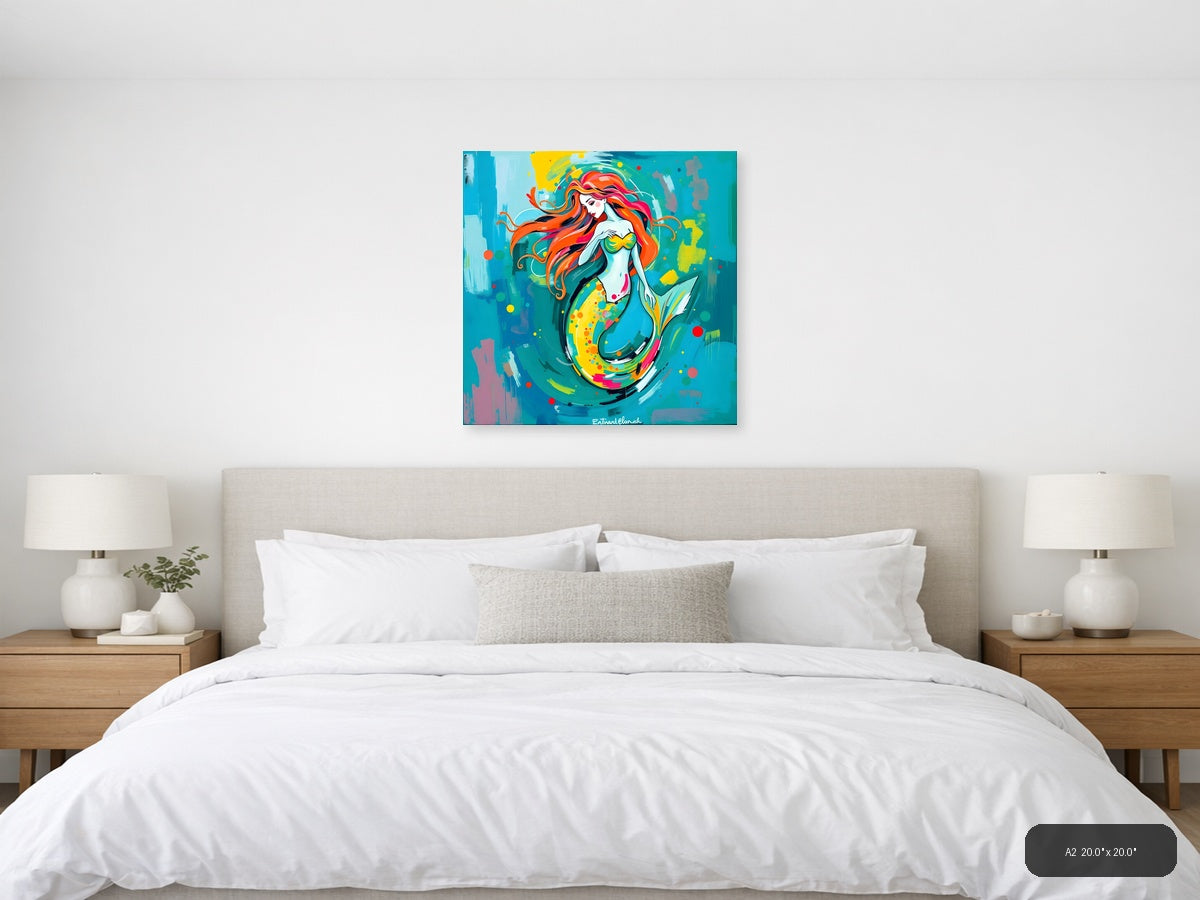 Colorful Mermaid Abstract Pop Art Wall Art — A2 / Bedroom