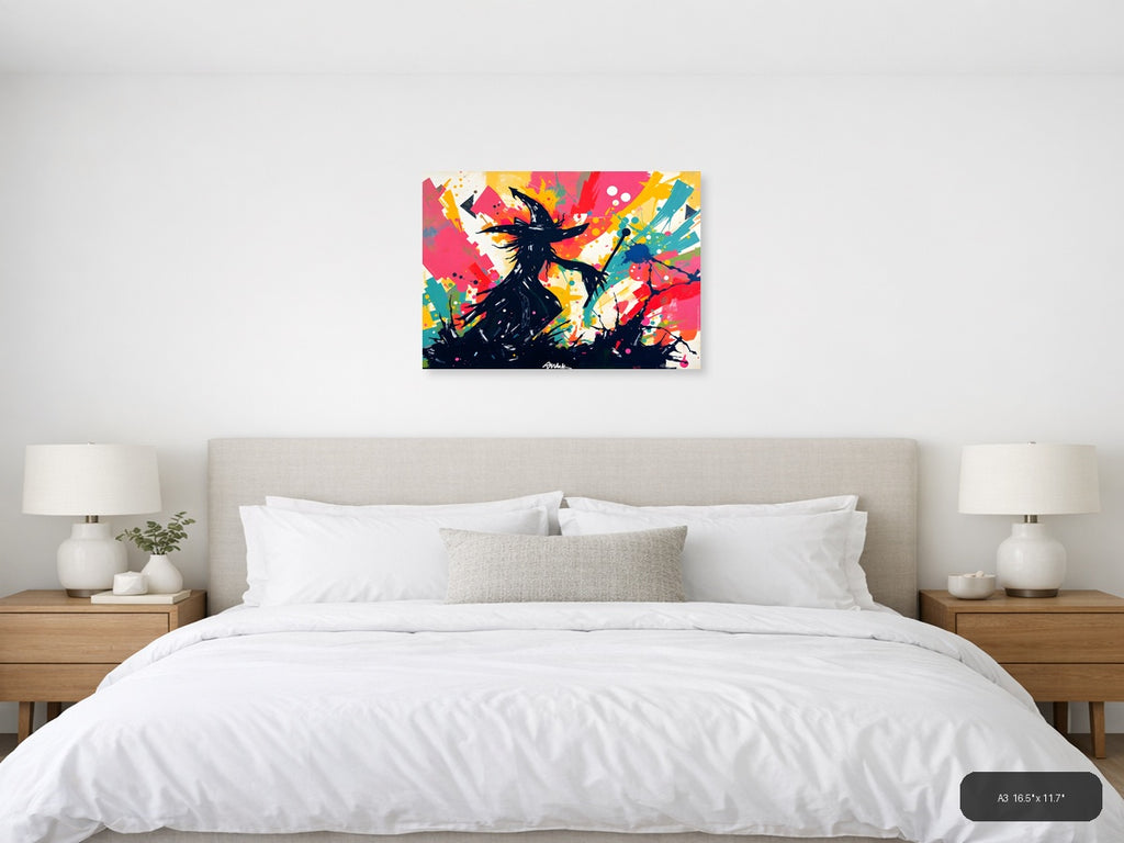 Colorful Abstract Silhouette Figure Splash Wall Art — A3 / Bedroom