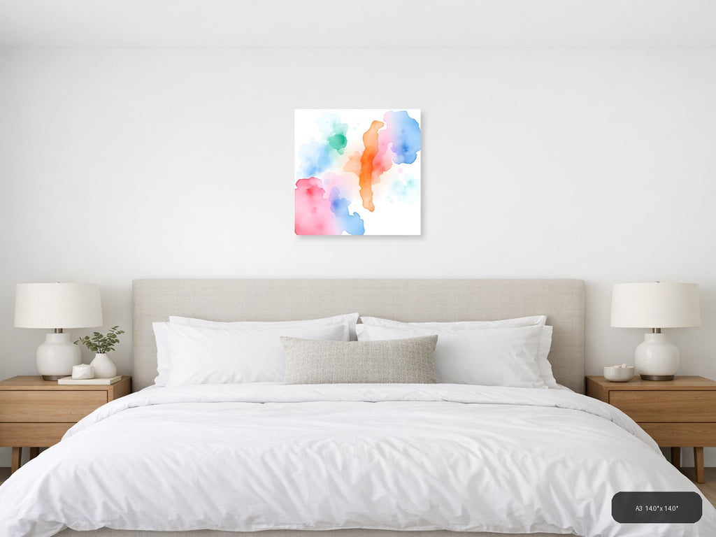 Colorful Watercolor Silhouettes Abstract Wall Art — A3 / Bedroom
