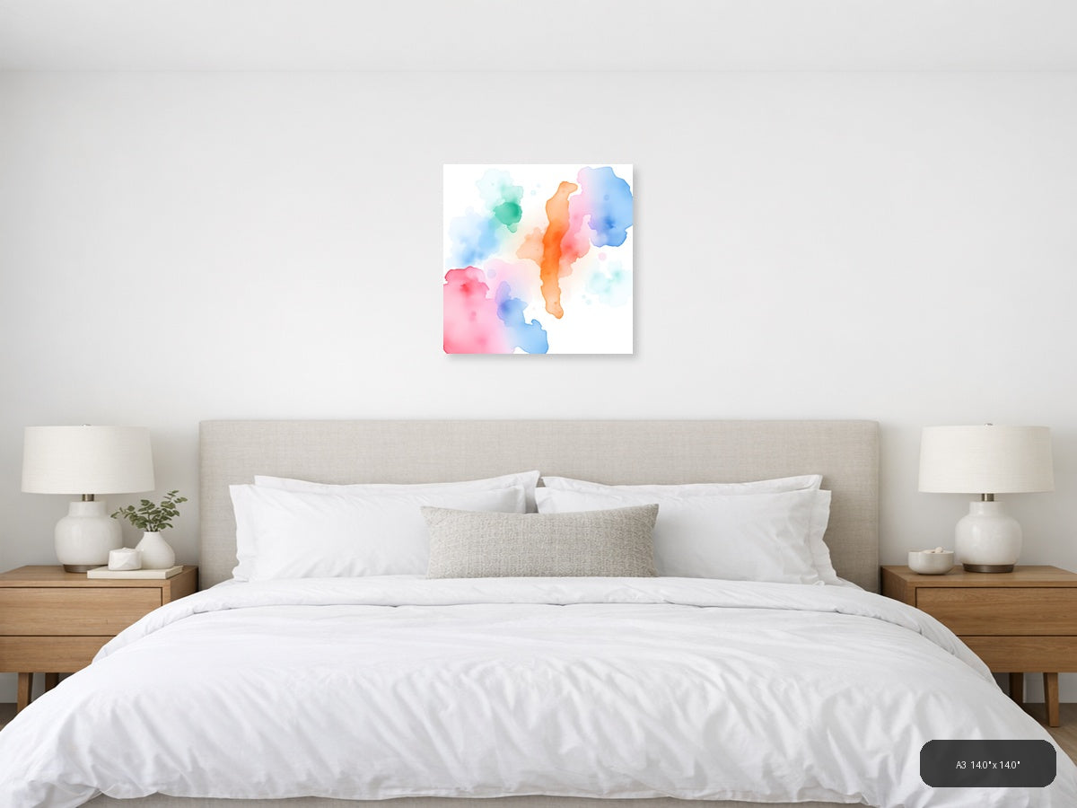 Colorful Watercolor Silhouettes Abstract Wall Art — A3 / Bedroom