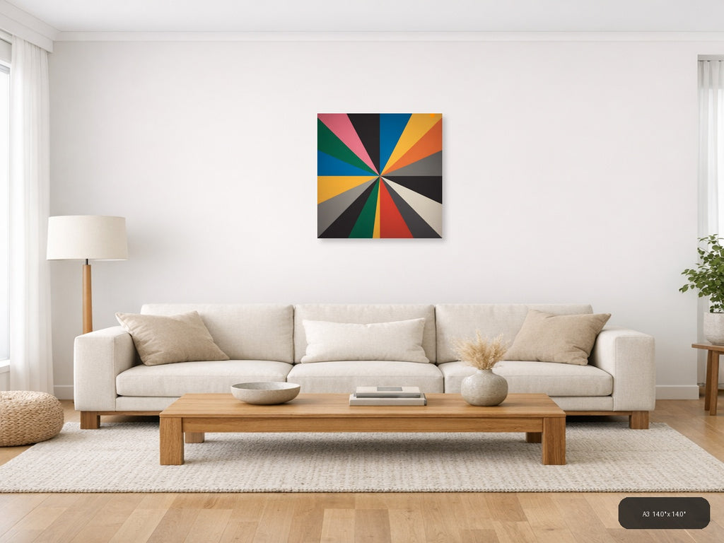 Colorful Radial Sunburst Pattern Photography Wall Art — A3 / Living Room
