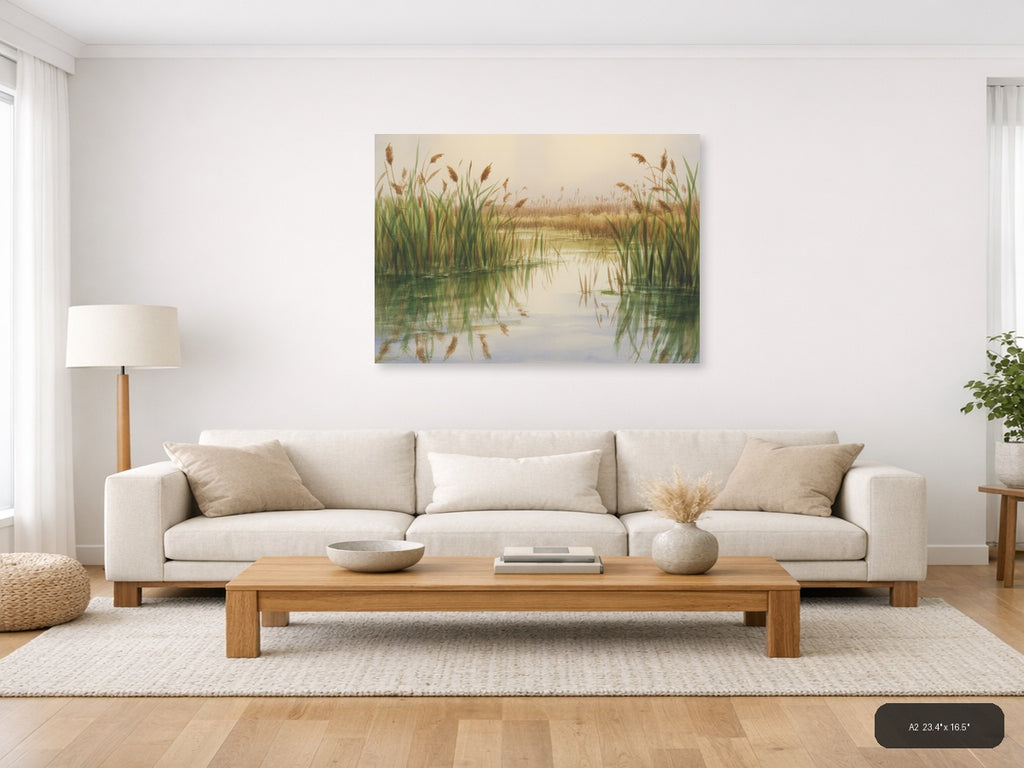 Wetland — Watercolor (Landscape) Canvas Print | Watercolor Wall Art | A4 A3 A2 A1 — A2 / Living Room