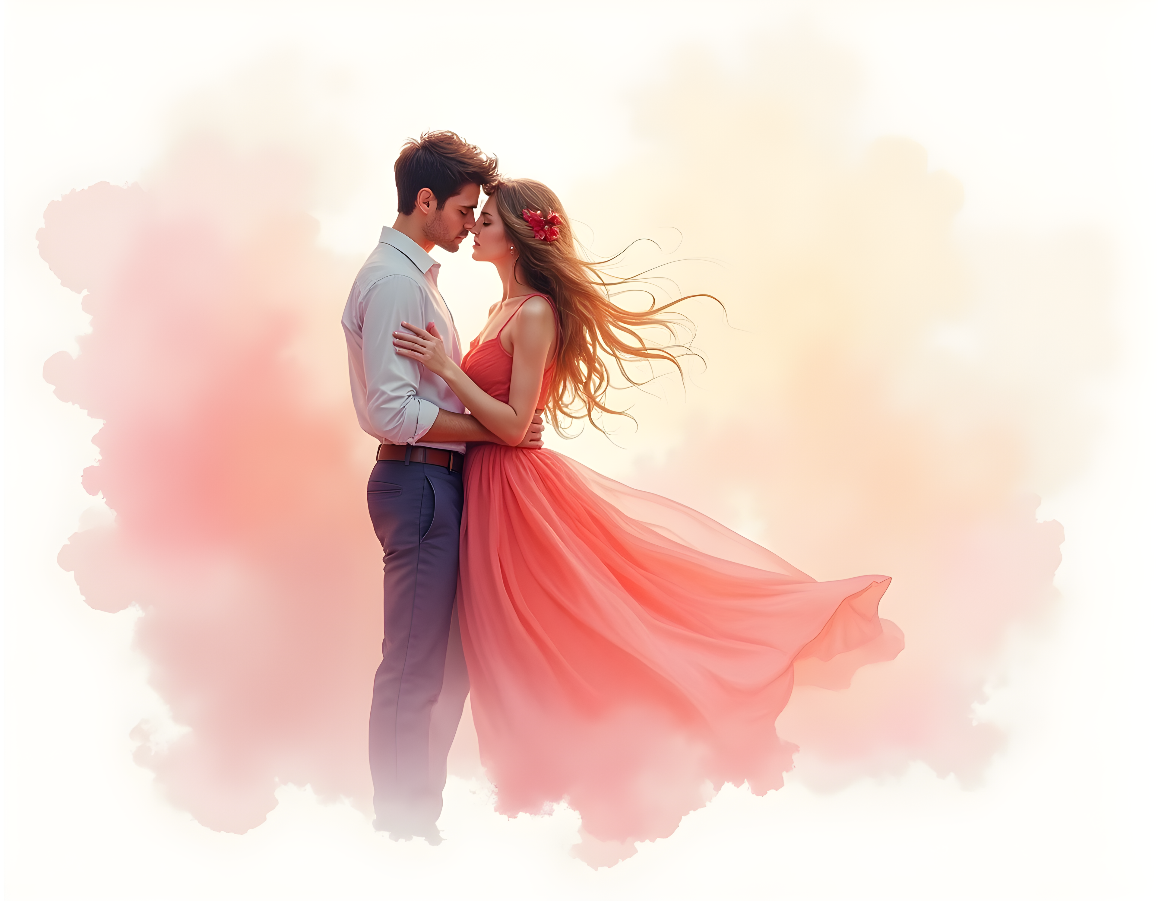 Romantic Couple Dancing Watercolor Wall Art