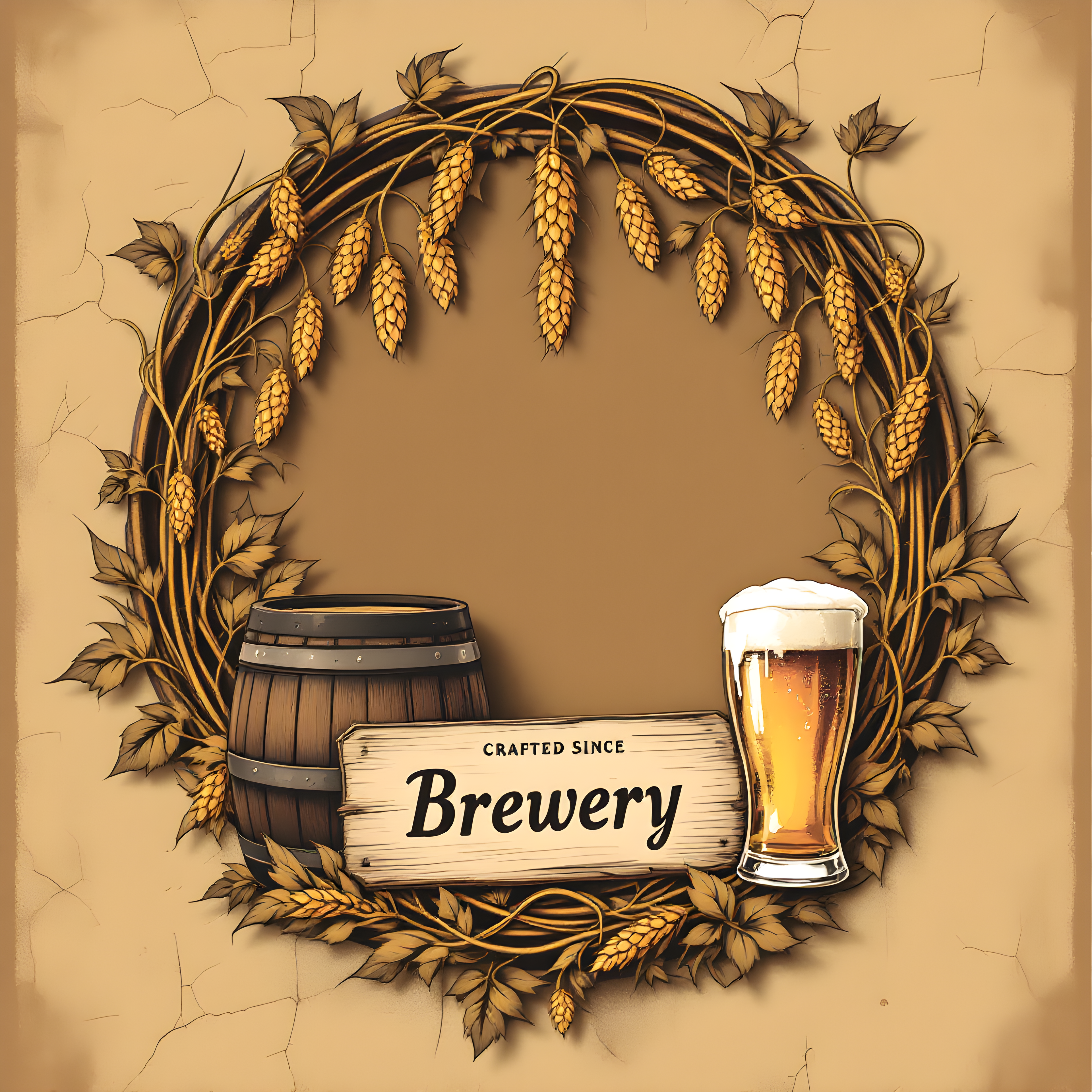 Vintage Brewery Beer Hops Barrel Wall Art