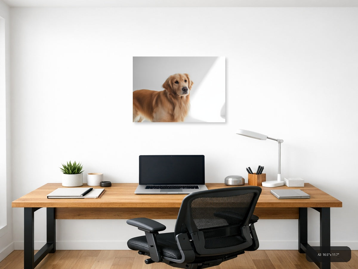 Golden Retriever Portrait Minimalist Wall Art — A3 / Office