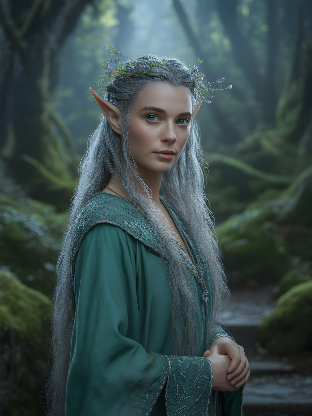 Mystical Elf in Enchanted Forest Photography Wall Art