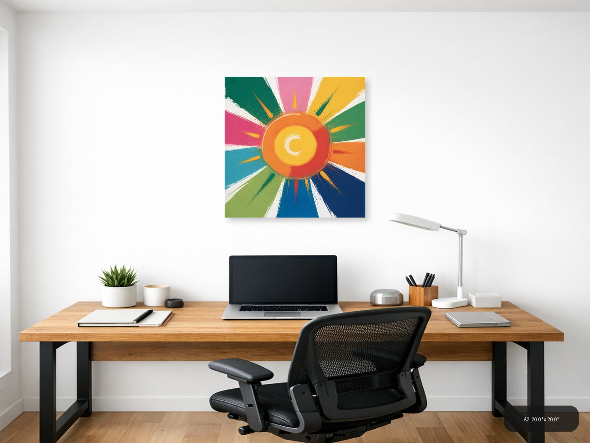Colorful Abstract Sunburst Circle - Modern Wall Art — A2 / Office