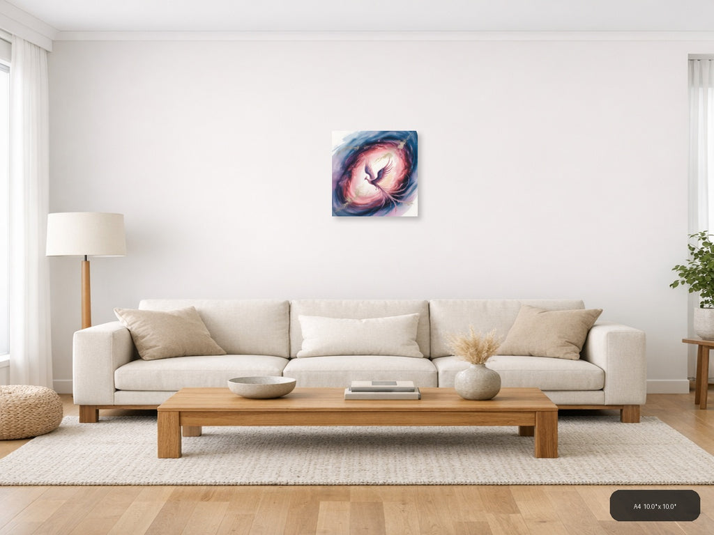 Mystical Phoenix Rising Watercolor Wall Art — A4 / Living Room
