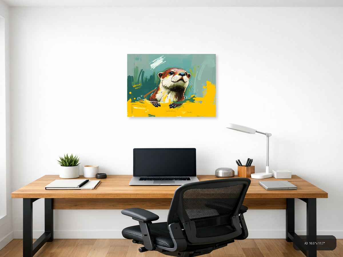 Colorful Otter Abstract Portrait Wall Art — A3 / Office