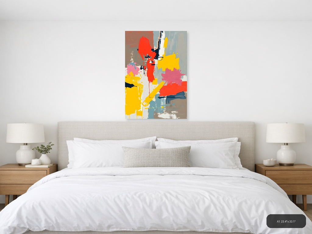 Abstract Silhouette Red Yellow Blue Portrait Wall Art — A1 / Bedroom