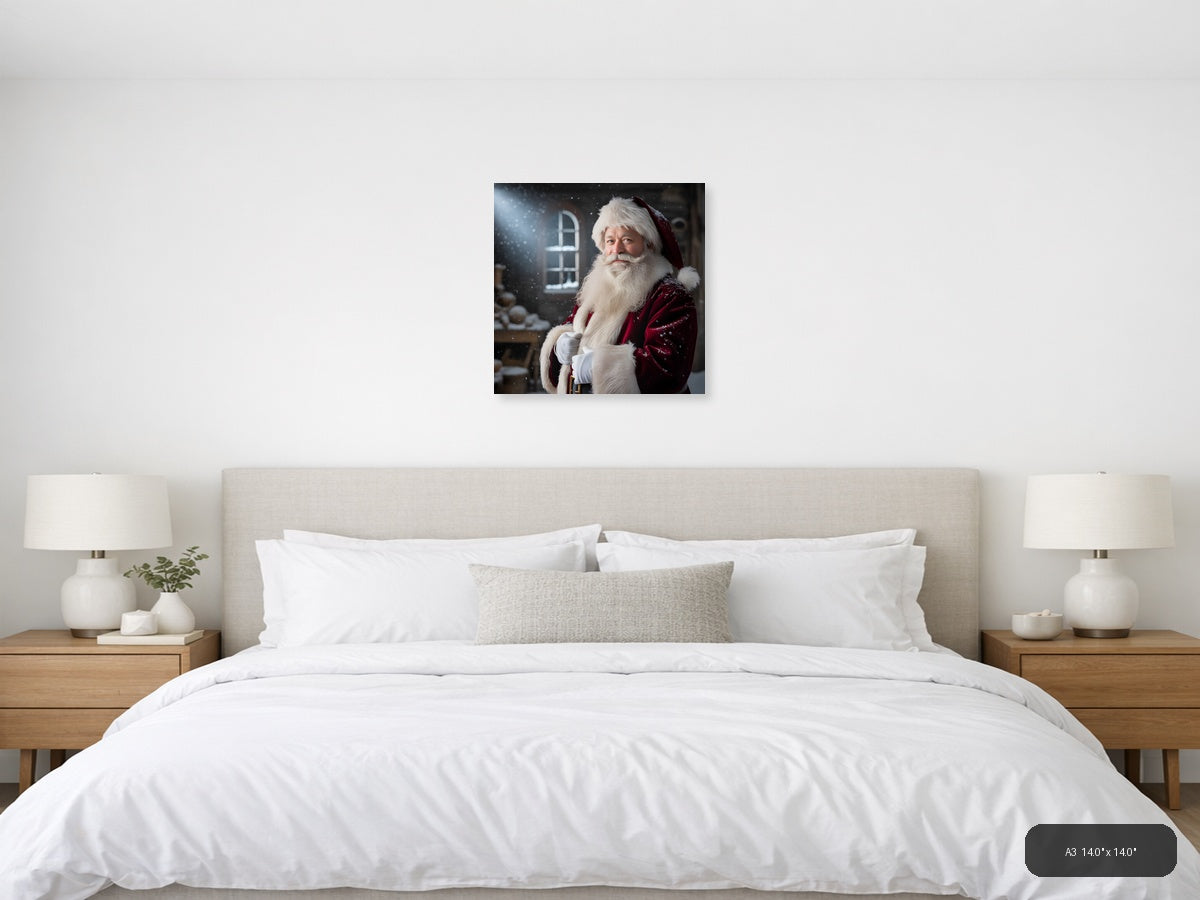 Santa Claus Portrait Winter Photography Wall Art — A3 / Bedroom