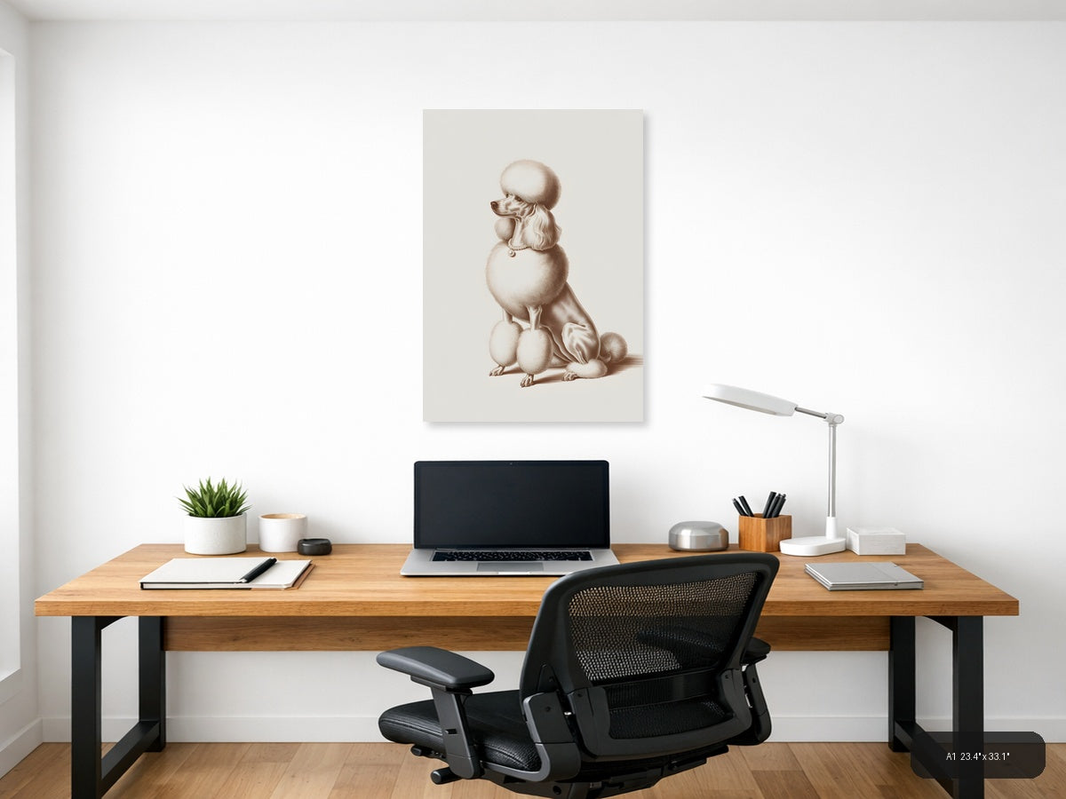 Classic Poodle Portrait Minimalist Wall Art — A1 / Office