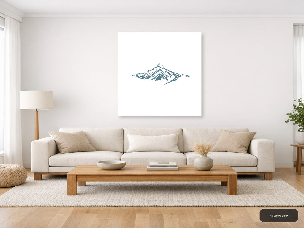 Minimalist Snow-Capped Mountain Peak Wall Art — A1 / Living Room