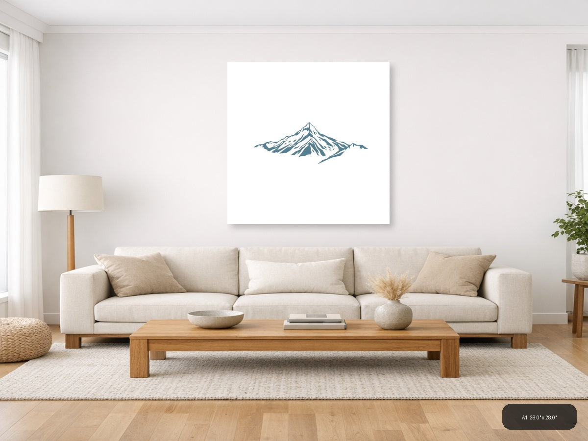 Minimalist Snow-Capped Mountain Peak Wall Art — A1 / Living Room