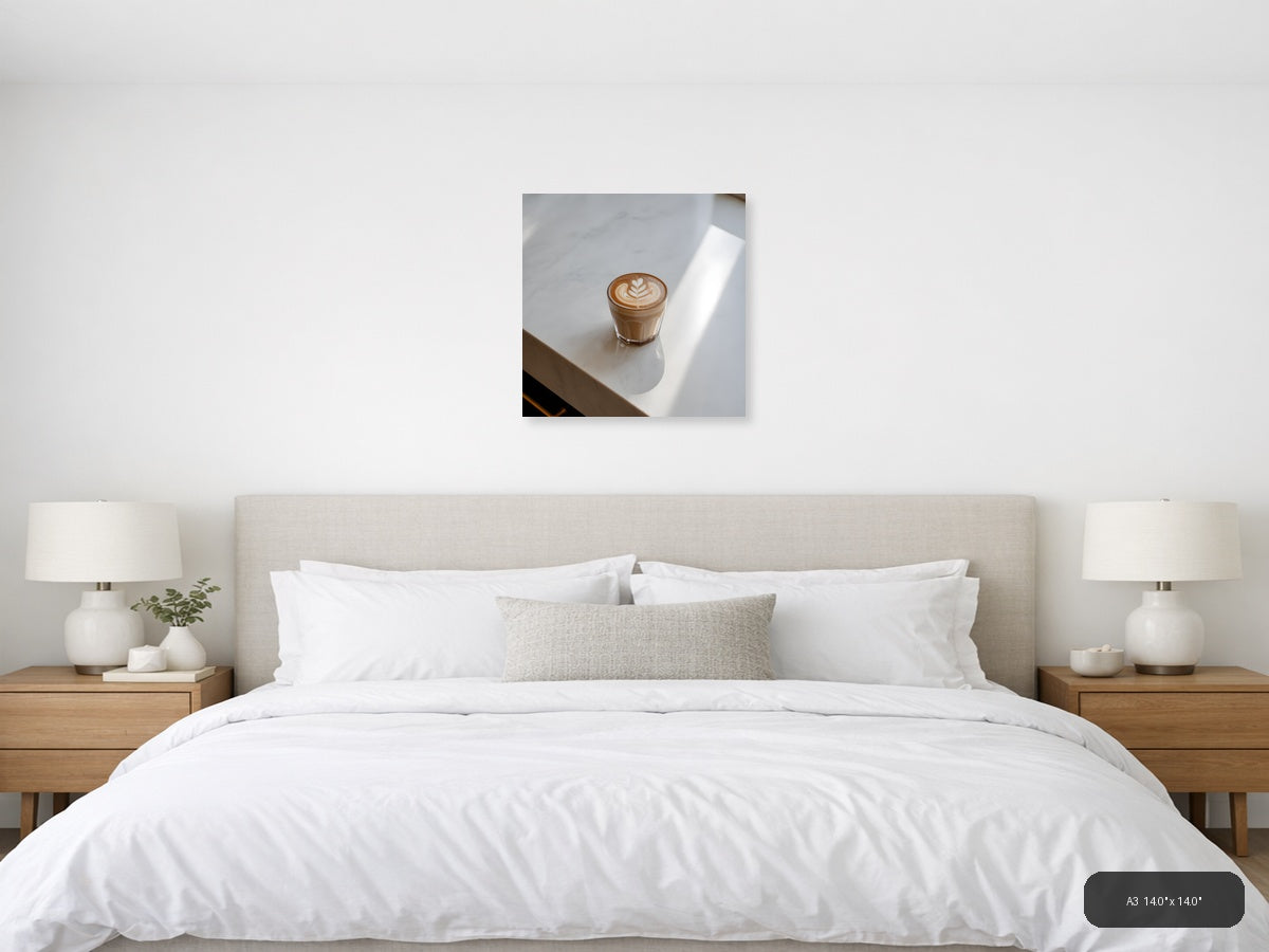 Minimalist Coffee Cup Latte Art Wall Art — A3 / Bedroom