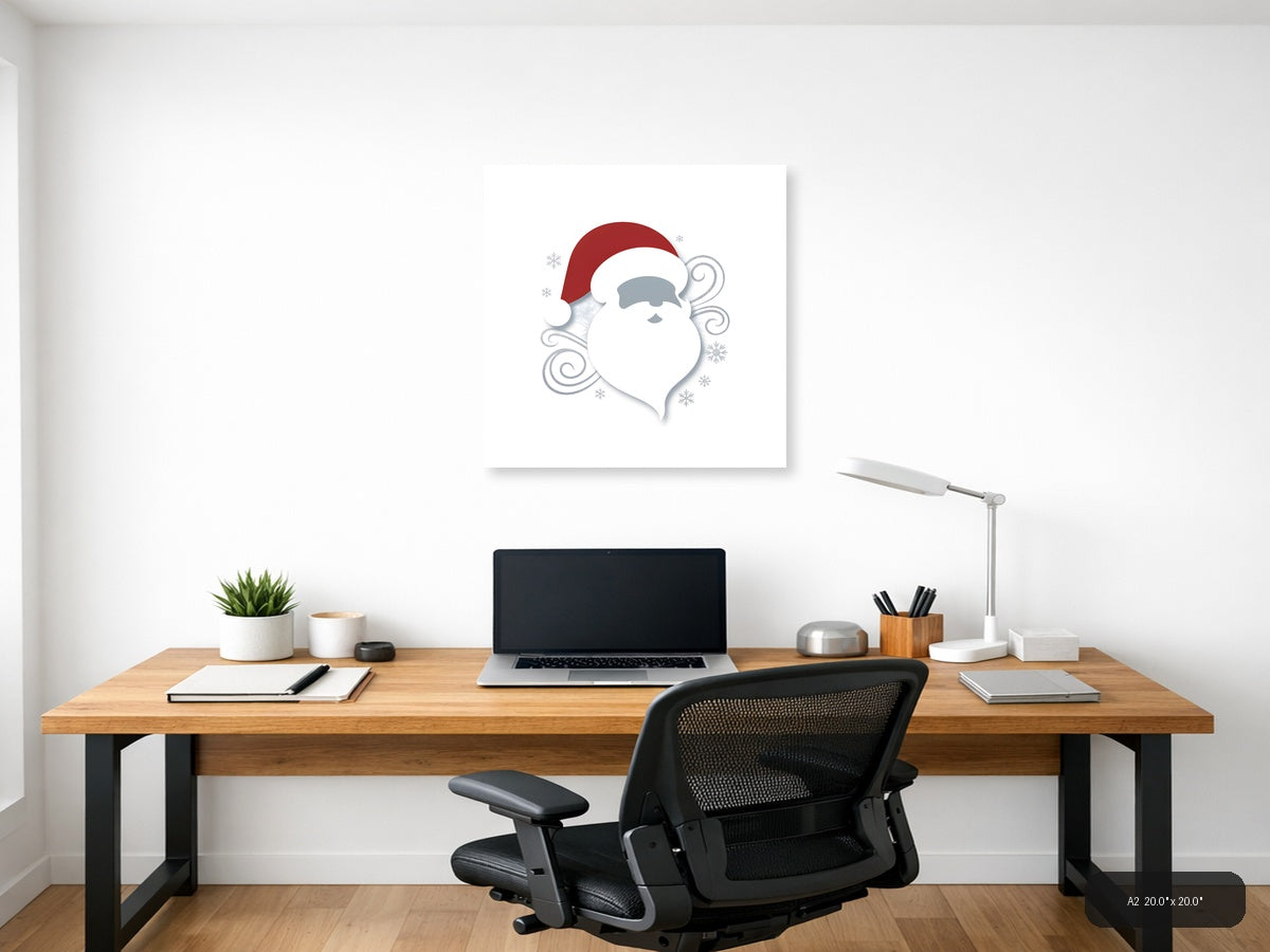 Minimalist Santa Claus with Snowflakes Wall Art — A2 / Office
