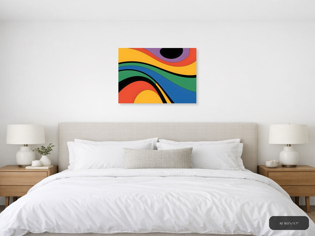 Colorful Abstract Waves Photography Wall Art — A3 / Bedroom