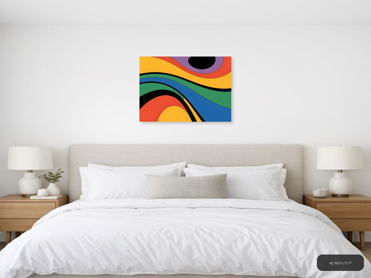 Colorful Abstract Waves Photography Wall Art — A3 / Bedroom