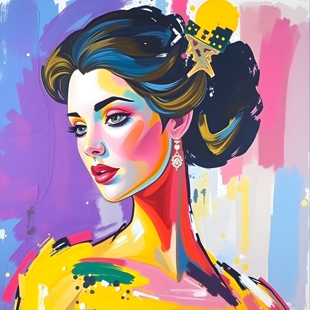 Colorful Pop Art Woman Portrait Abstract Wall Art