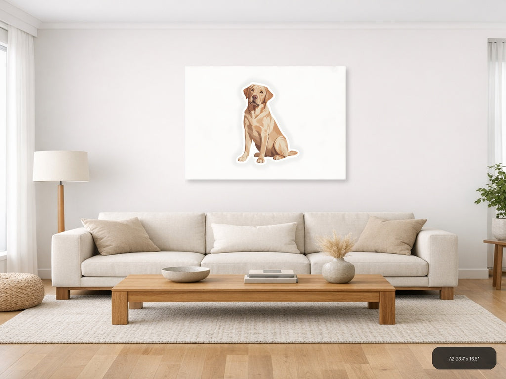 Golden Labrador Minimalist Portrait Wall Art — A2 / Living Room