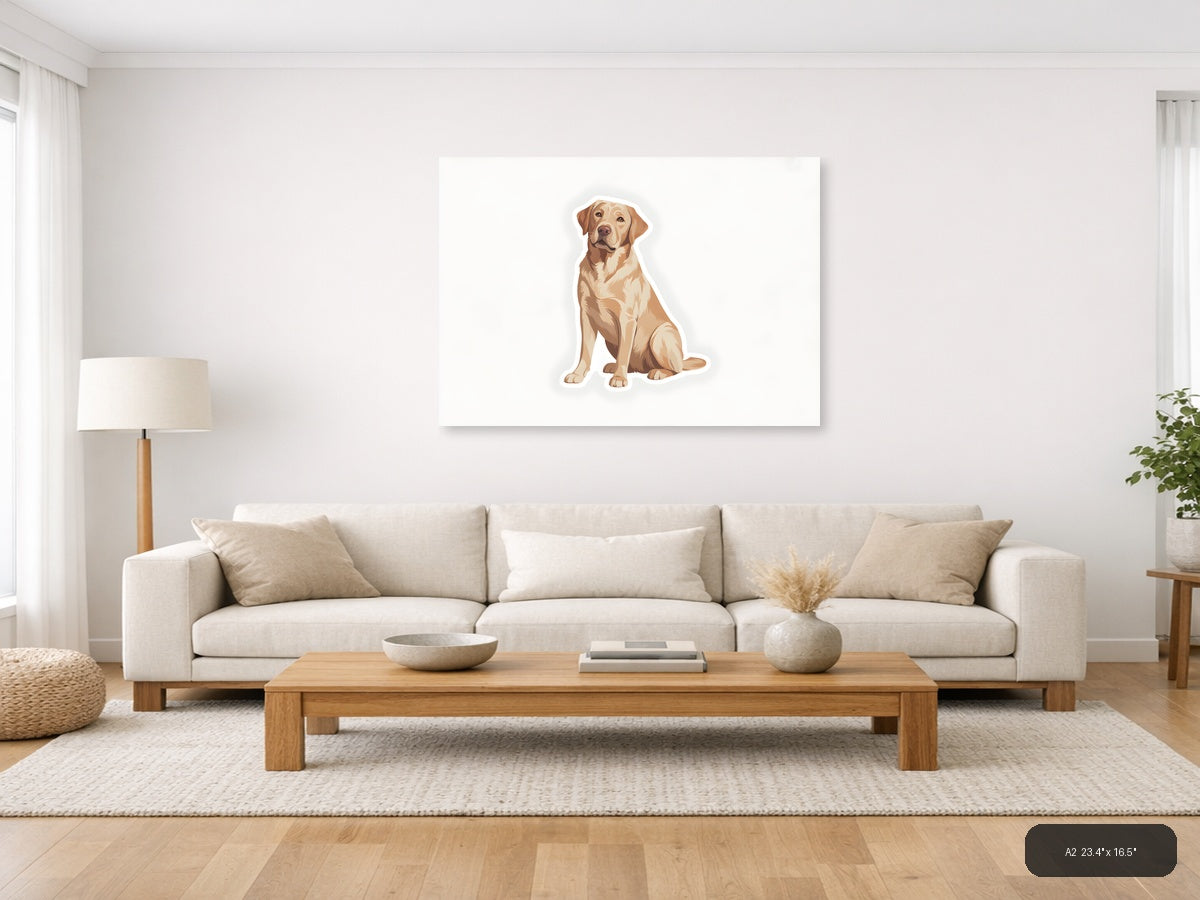 Golden Labrador Minimalist Portrait Wall Art — A2 / Living Room