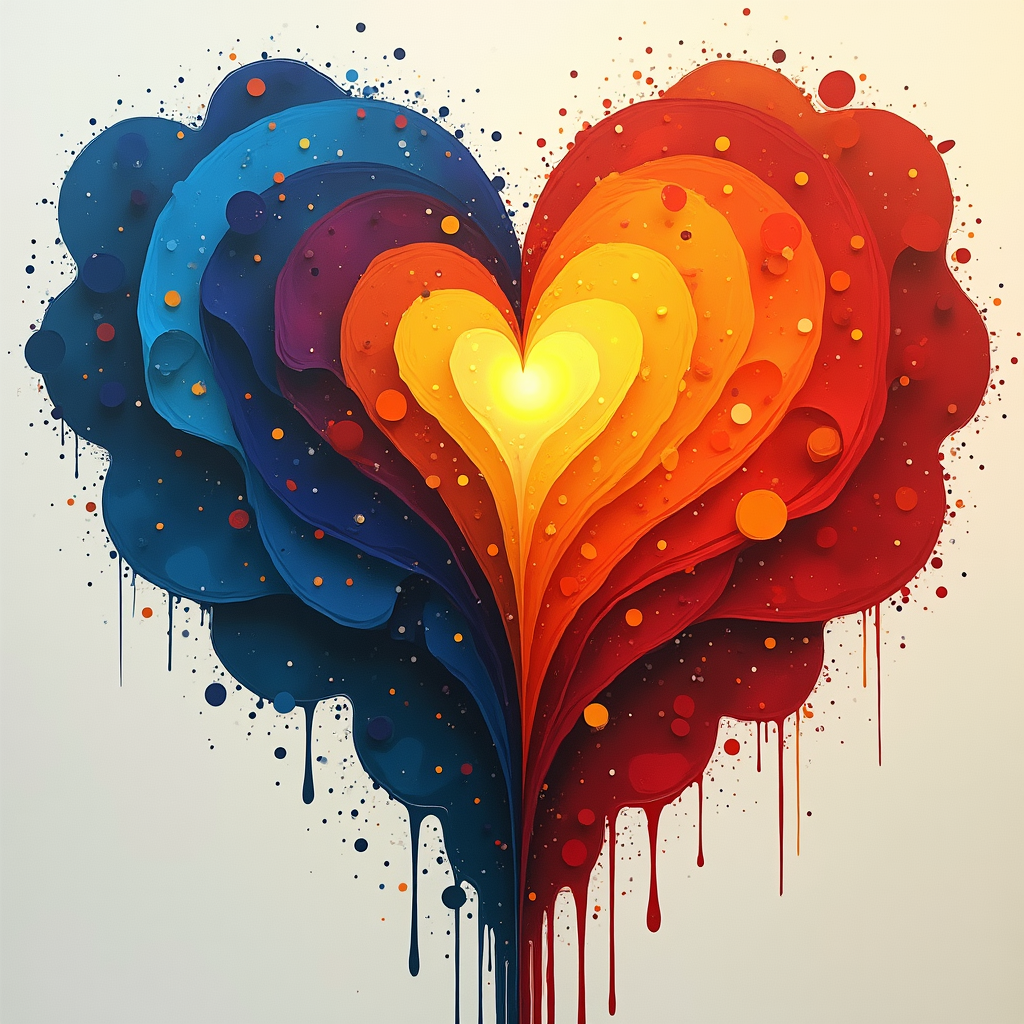 Abstract Layered Heart with Blue & Red Gradient Wall Art