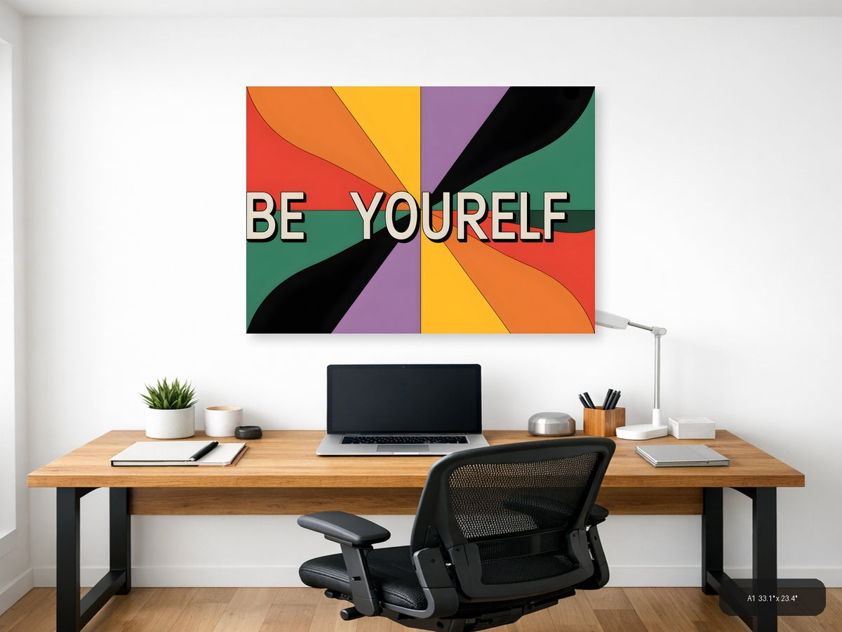 Be Yourself Retro Rainbow Burst Photography Wall Art — A1 / Office