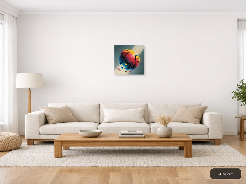 Colorful Abstract Geometric Sphere Wall Art — A4 / Living Room