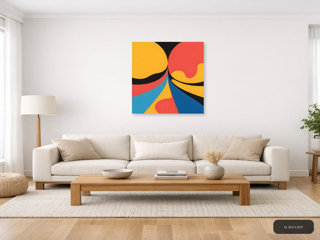 Abstract Geometric Waves Colorful Modern Wall Art — A2 / Living Room