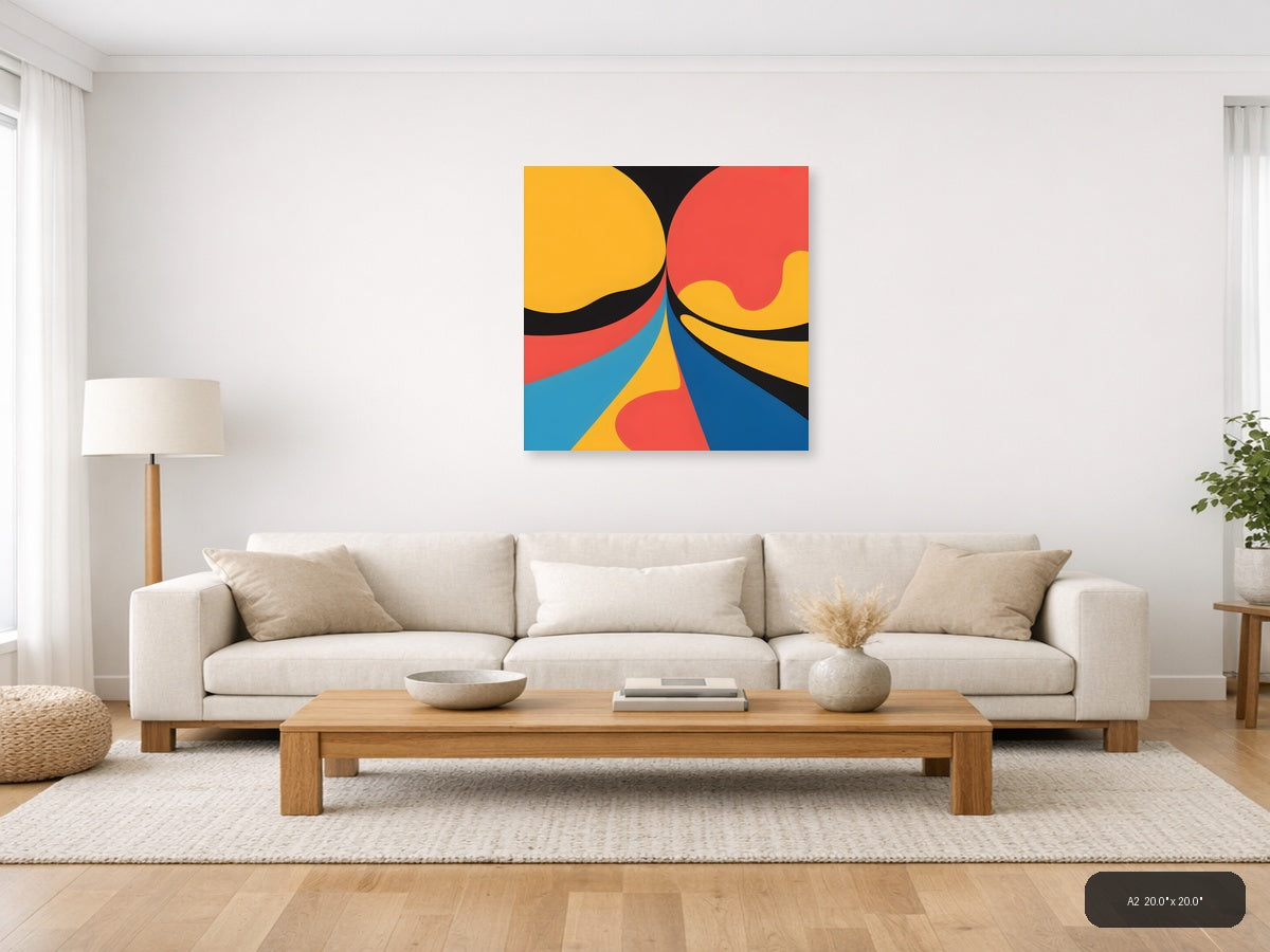Abstract Geometric Waves Colorful Modern Wall Art — A2 / Living Room