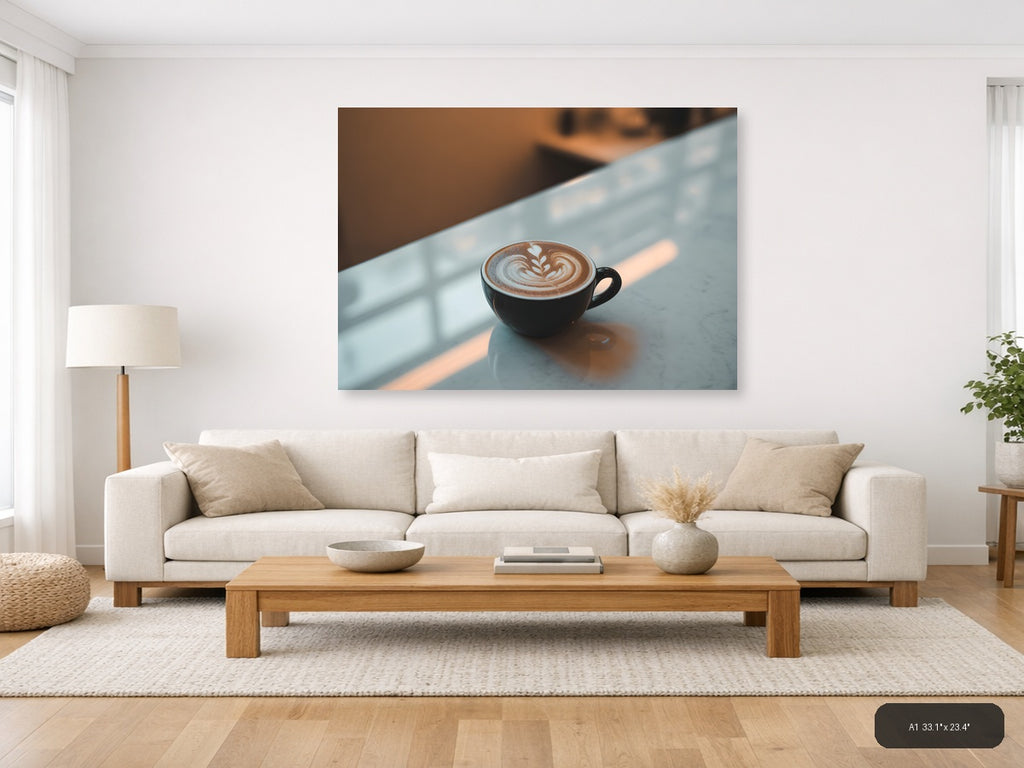 Minimalist Latte Art Coffee Cup Wall Art — A1 / Living Room