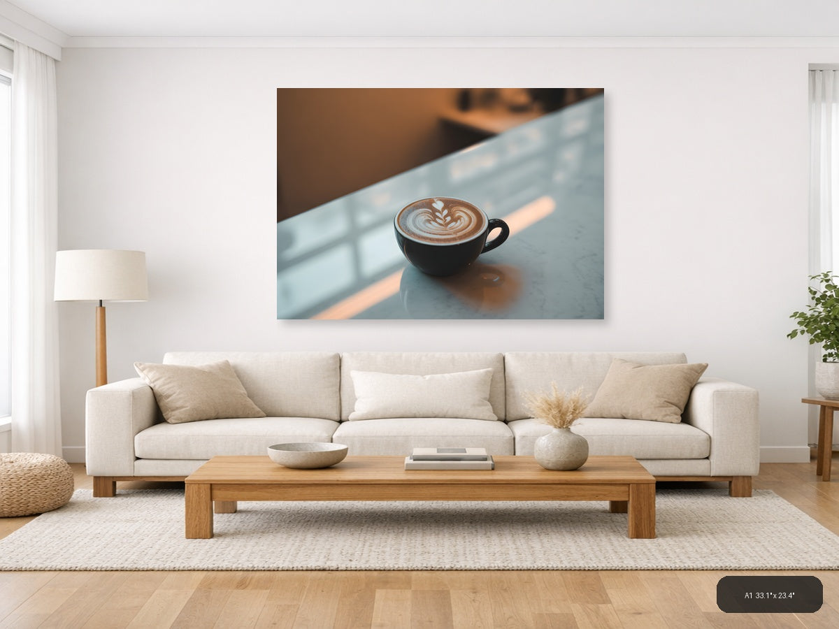 Minimalist Latte Art Coffee Cup Wall Art — A1 / Living Room