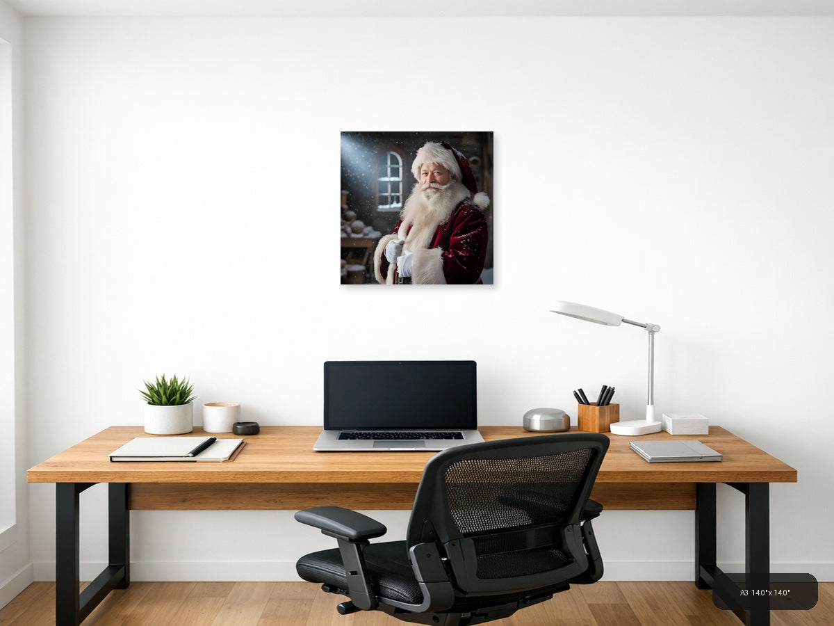 Santa Claus Portrait Winter Photography Wall Art — A3 / Office