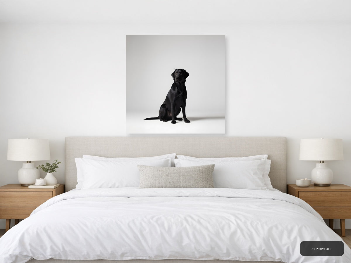 Black Labrador Sitting - Minimalist Dog Wall Art — A1 / Bedroom