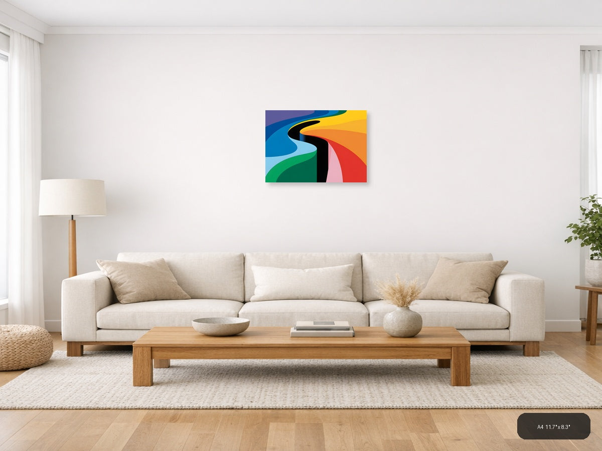 Colorful Abstract Waves Modern Photography Wall Art — A4 / Living Room