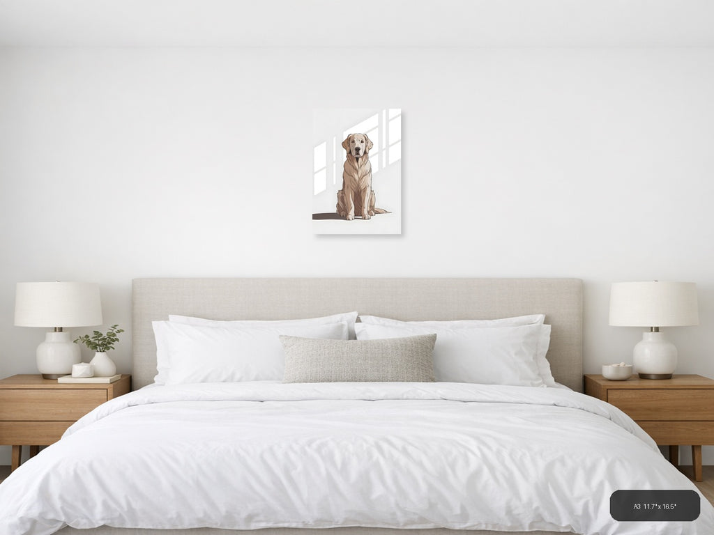 Minimalist Brown Labrador Portrait Wall Art — A3 / Bedroom