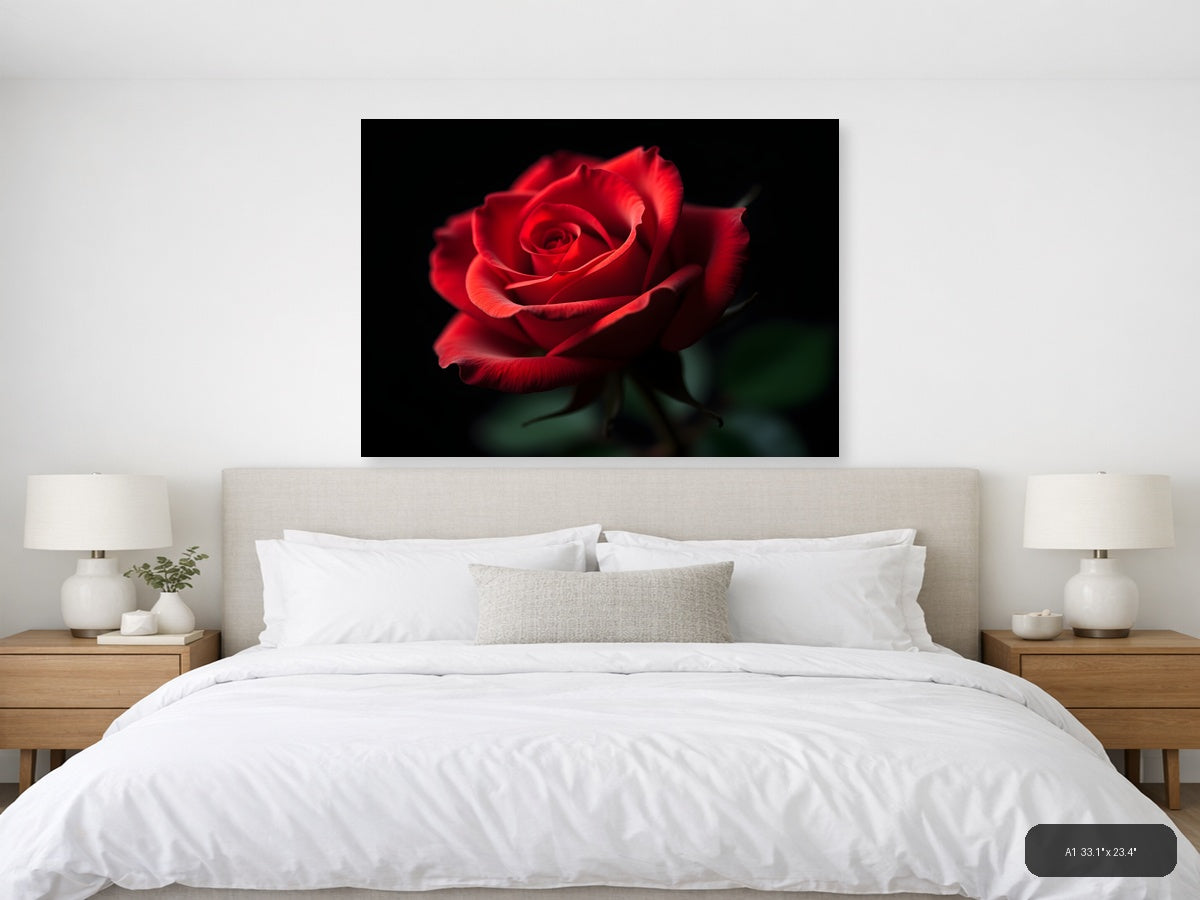 Red Rose on Black - Fine Art Photography Wall Art — A1 / Bedroom