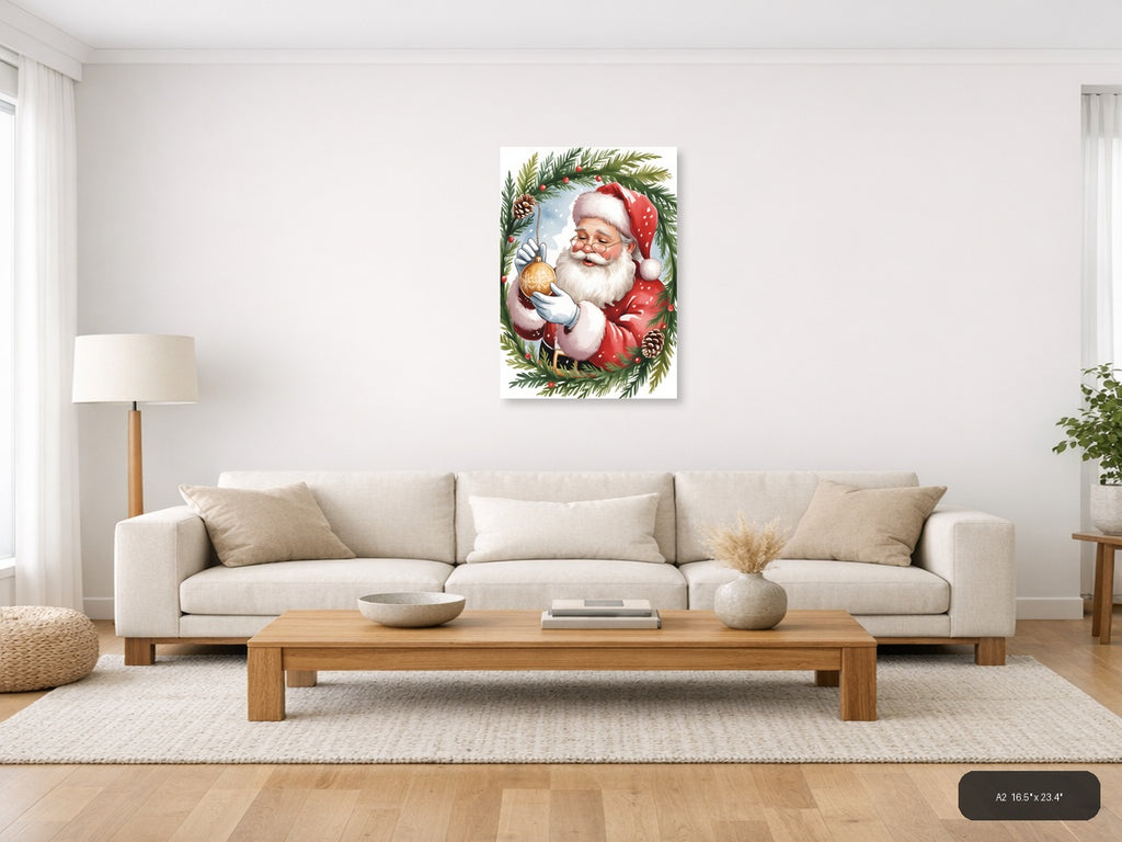 Santa Claus Christmas Watercolor Portrait Wall Art — A2 / Living Room