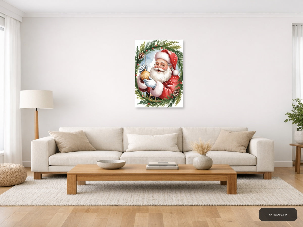 Santa Claus Christmas Watercolor Portrait Wall Art — A2 / Living Room