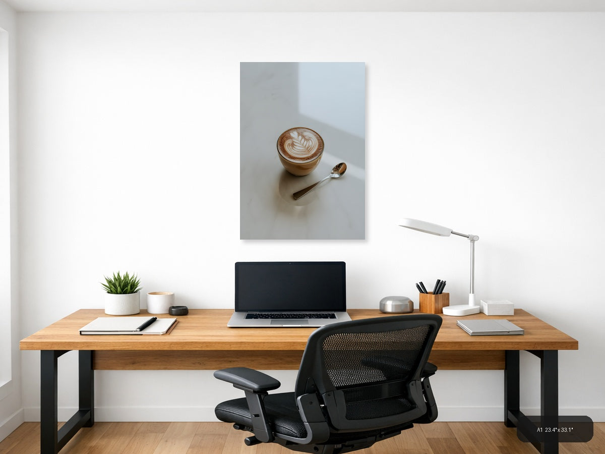 Minimalist Coffee Latte Art Wall Art — A1 / Office