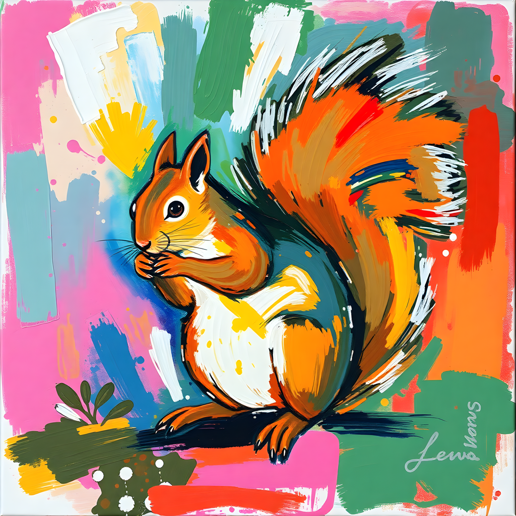 Colorful Abstract Squirrel Pop Art Wall Art
